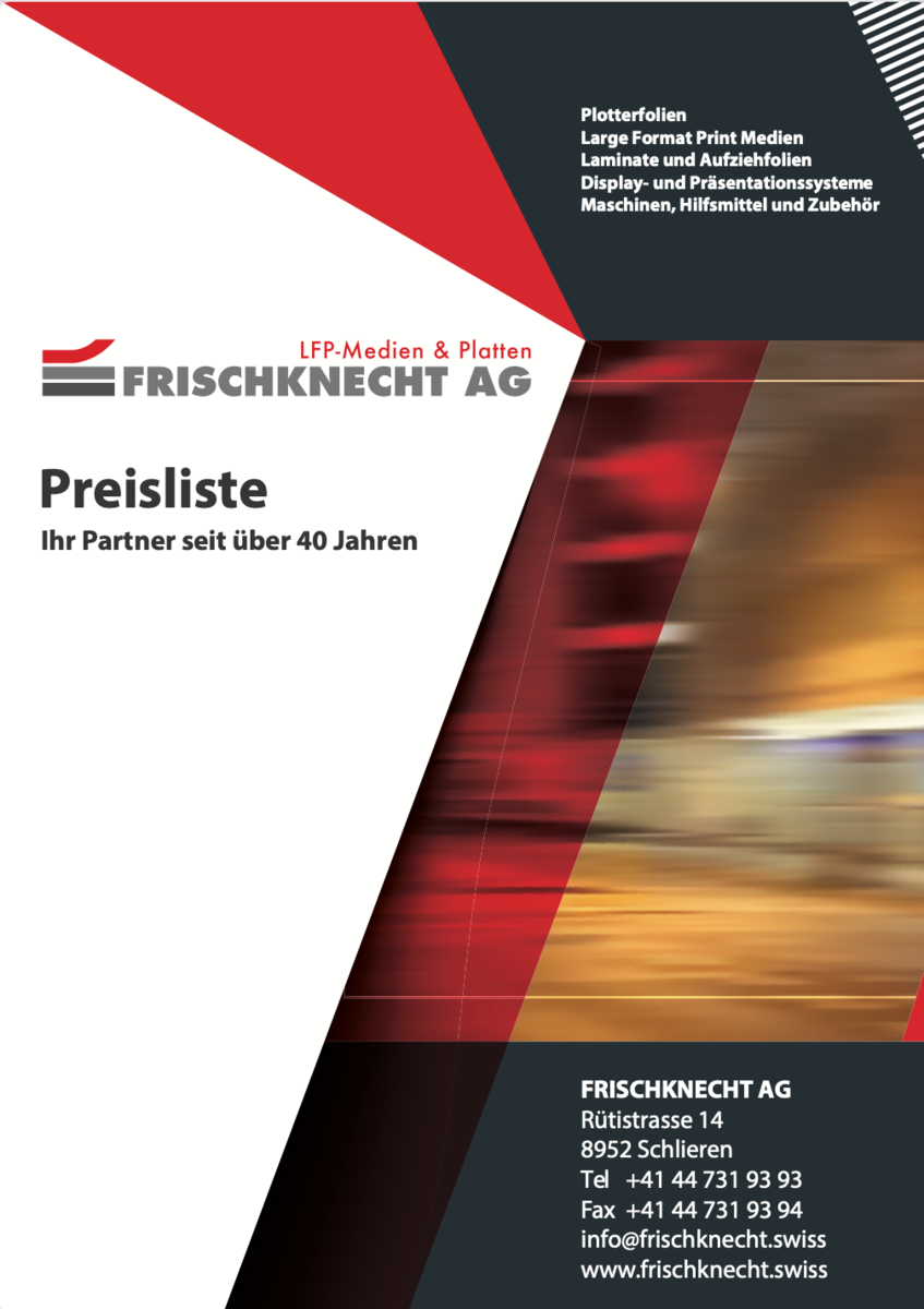 Preisliste für Werbetechnik und Druck